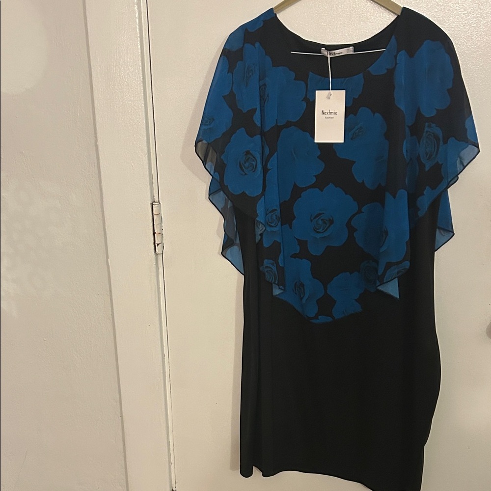 Elegant Black and Blue Floral Women's dress